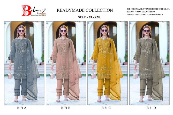 B 71 A To D Bilqis Organza Pakistani Readymade Suits Suppliers In India
